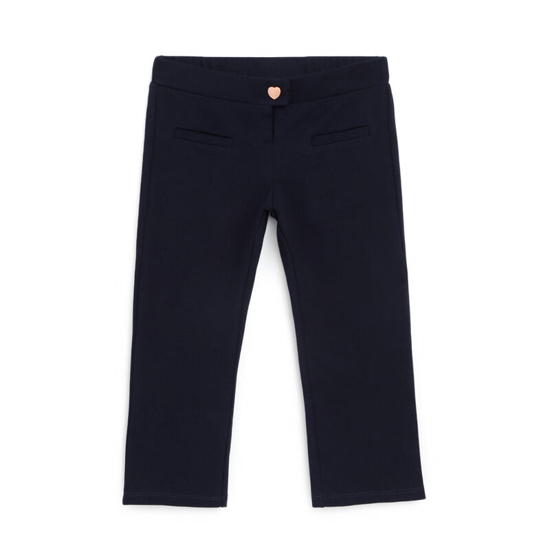 Girls Dark Blue Solid Long Trouser image number null